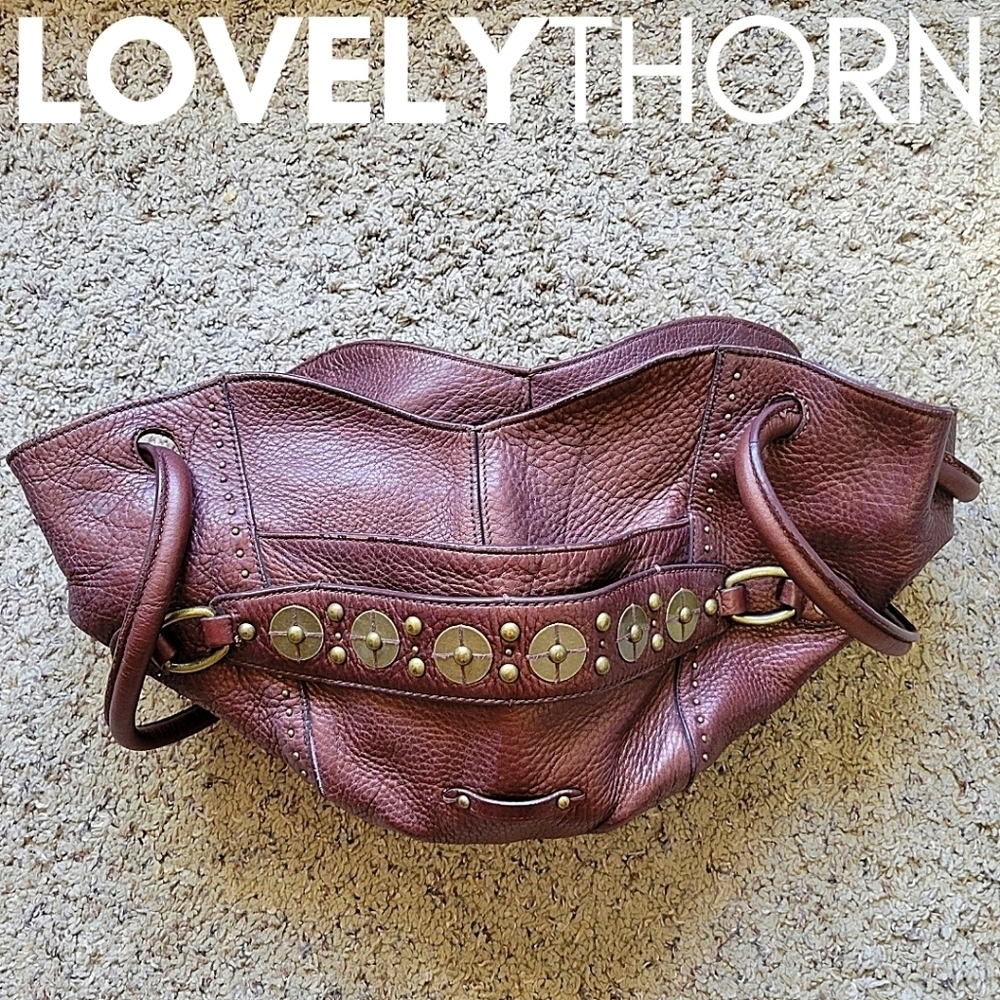 COLE HAAN // ltd ed buttery brown leather village paillette hobo bucket bag - Picture 11 of 16